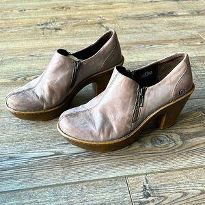 B.O.C Leather Ankle Bootie Size 9 EU 40.5 Taupe Distressed Tan Double Zip